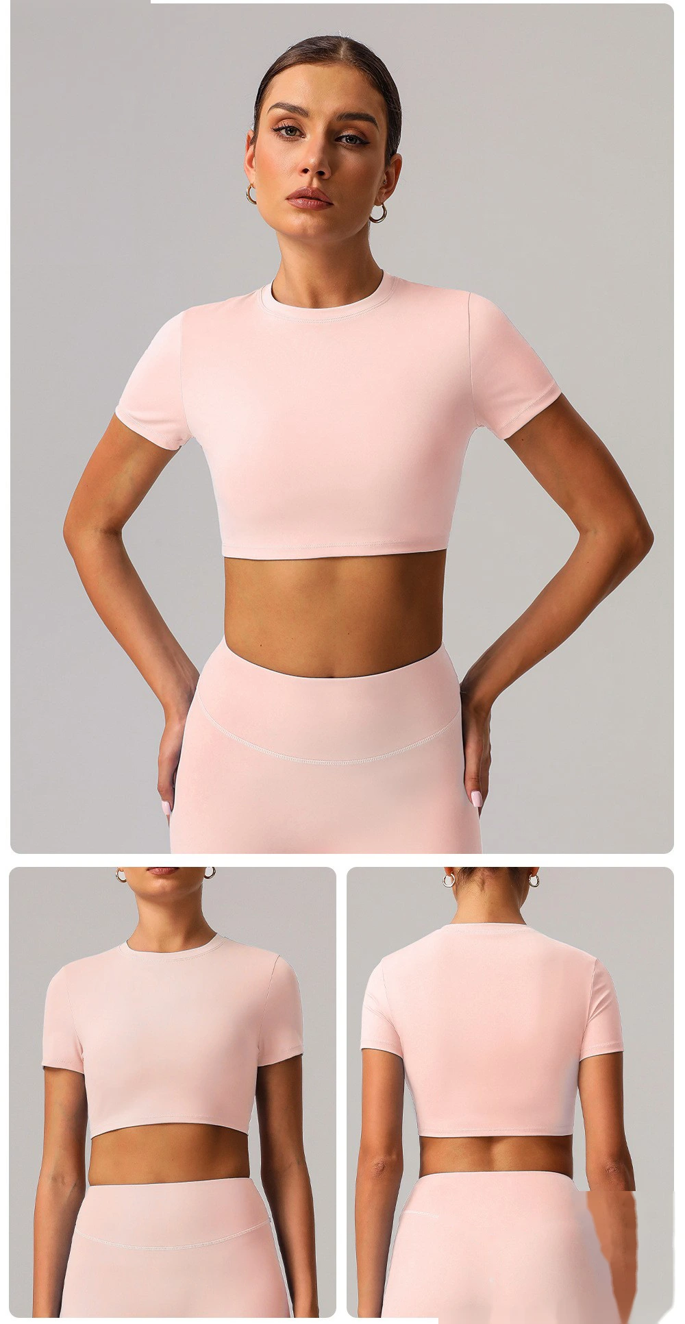Customized tight-fitting yoga short-sleeved women's sports short-sleeved fitness clothes short-sleeved tops detail