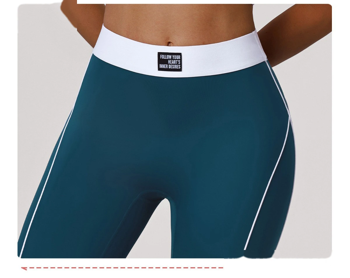 Custom Color Block Yoga Set - Women's High-Waisted Tummy Control T-Line Free Leggings & Sports Bra for Outdoor Running detail
