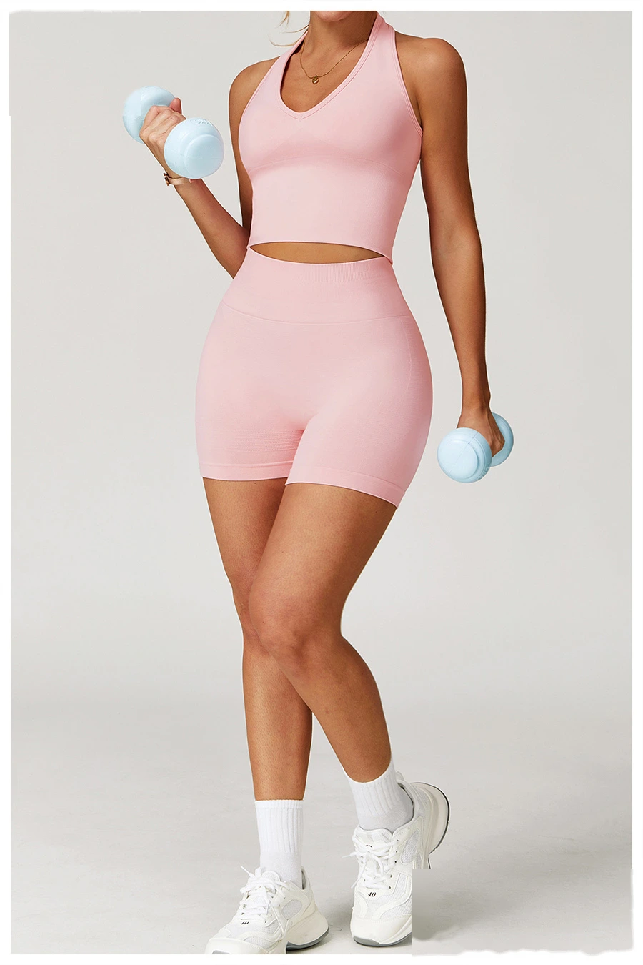 Custom Seamless High-Waisted Yoga Shorts - Women’s Butt-Lifting Peach Hip Tight Fitness Running Shorts detail
