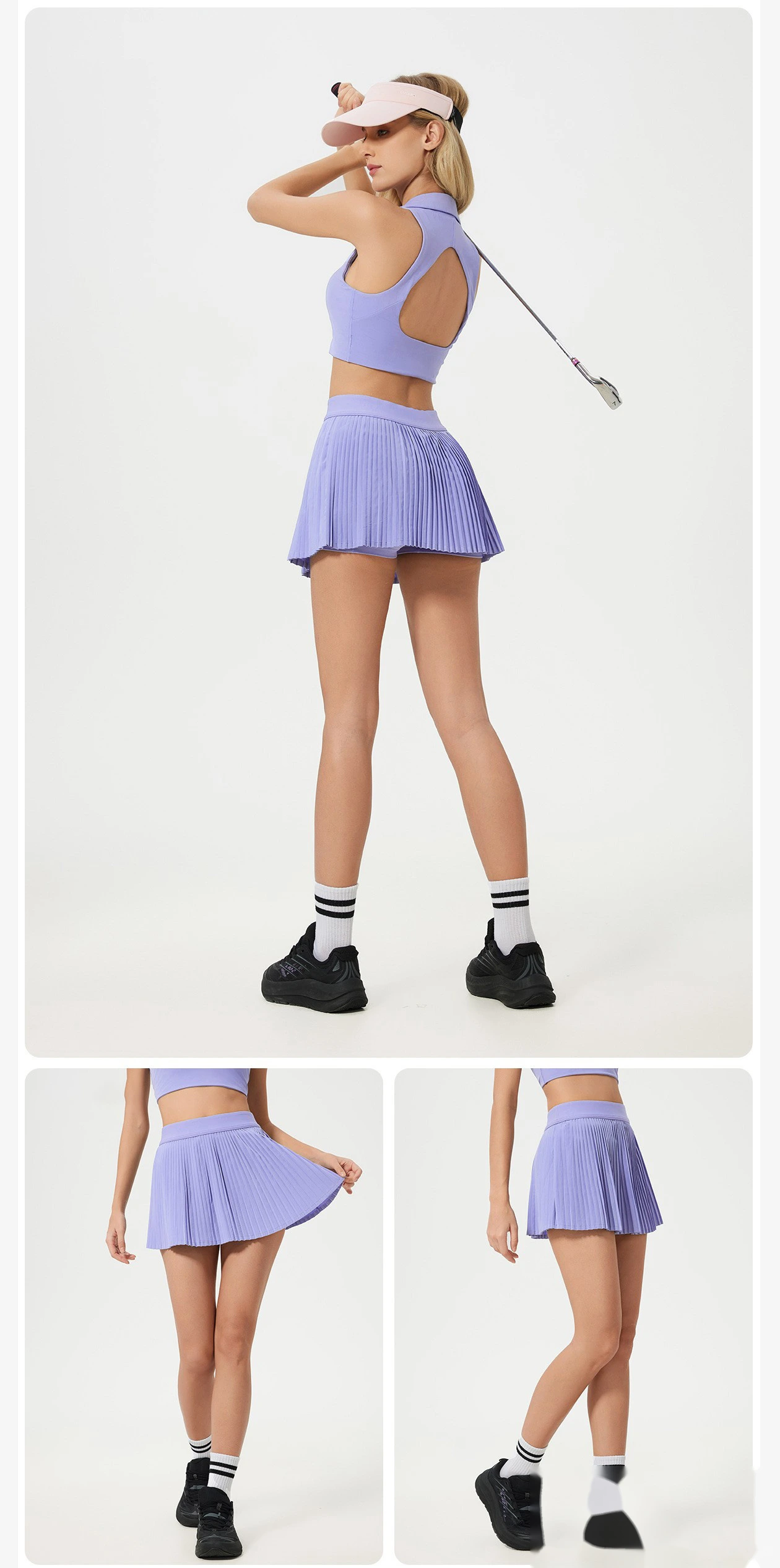 Customized yoga fitness overskirt soft and stylish anti-exposure two-piece tennis skirt detail