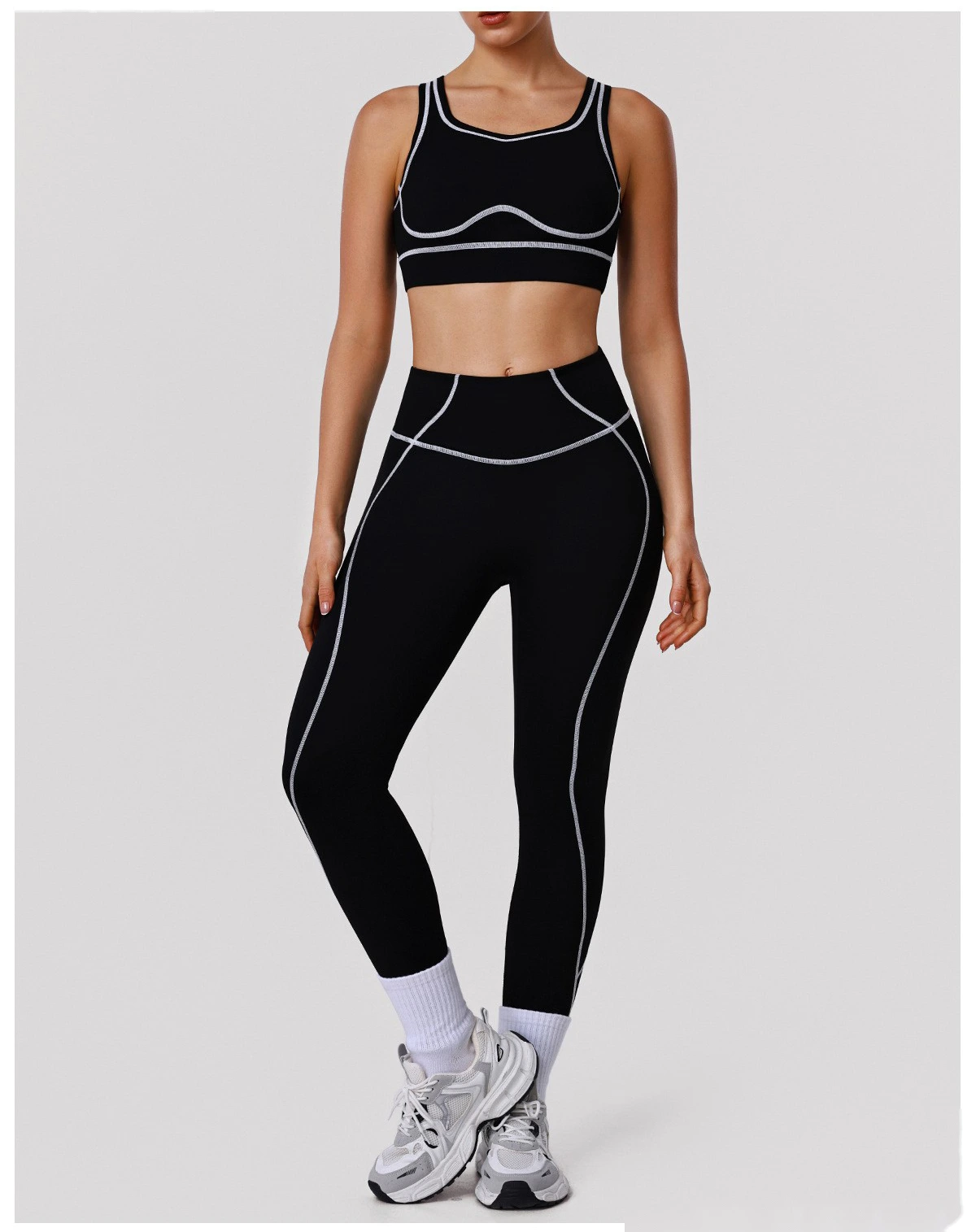 Bulk Custom Women's Yoga Leggings - High-Elastic Color Block Buttery Soft Fitness Pants detail