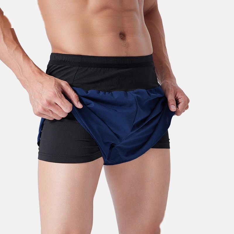 Men 2 in 1 running quick dry sports shorts basketball track shorts detail