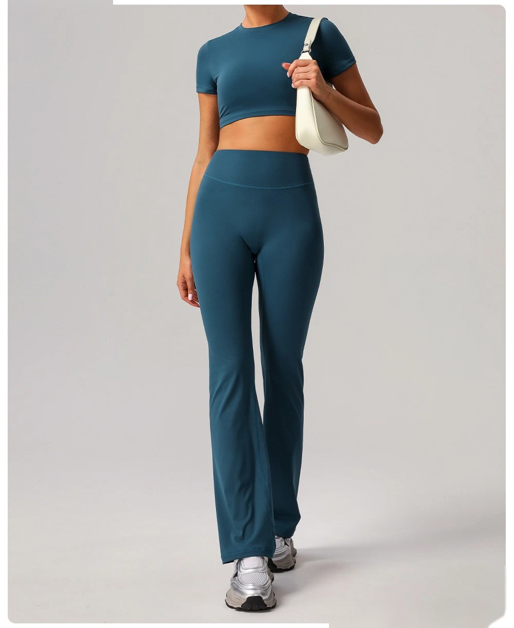 Customized yoga wide-leg pants, high waist, tight hips, horns, abdomen, fitness and leisure pants. detail