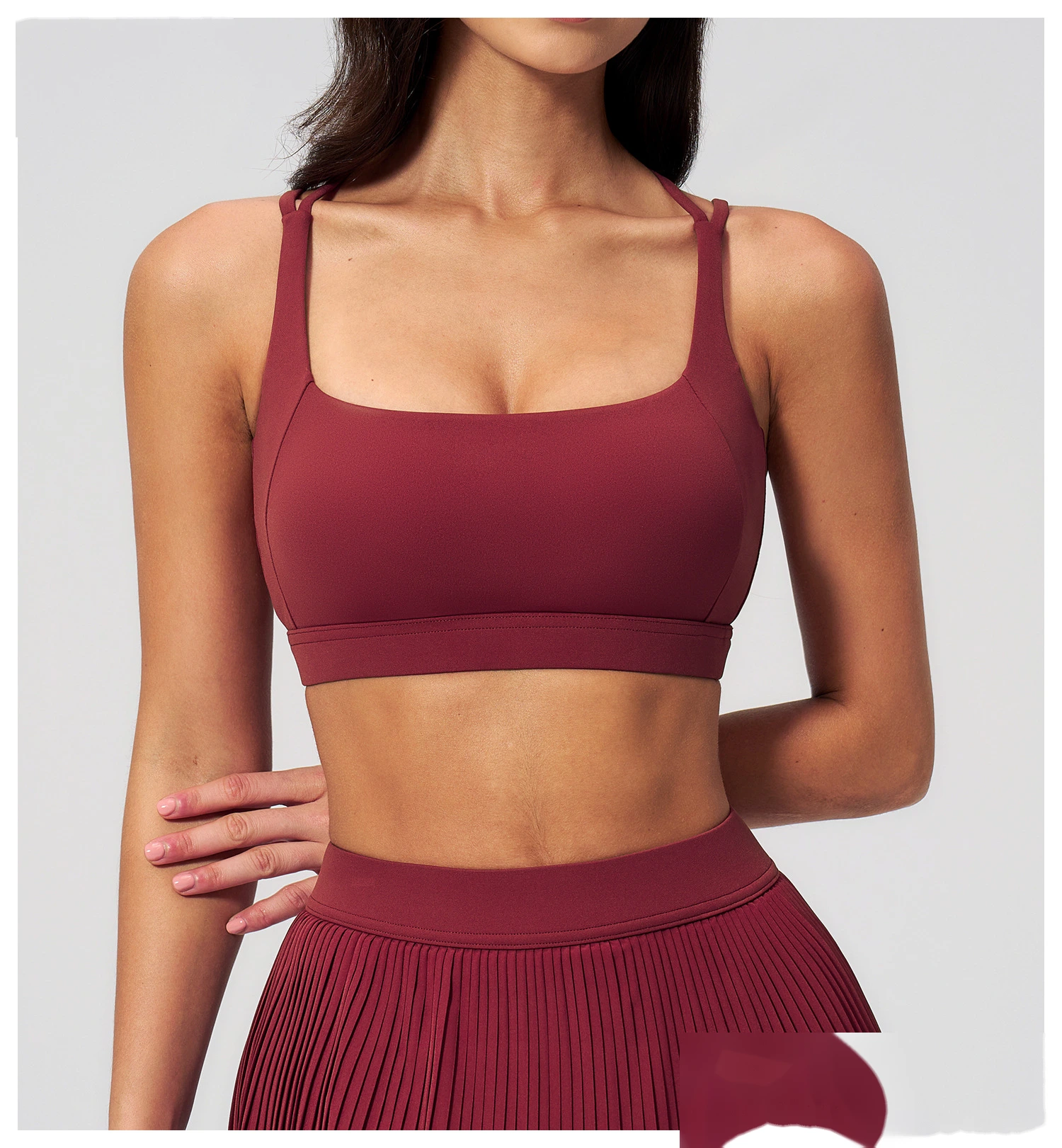 Women's Yoga Outfit Set, Sexy Beauty Back Sports Bra and Quick Dry Fitness Tennis Skirt Workout Suit detail