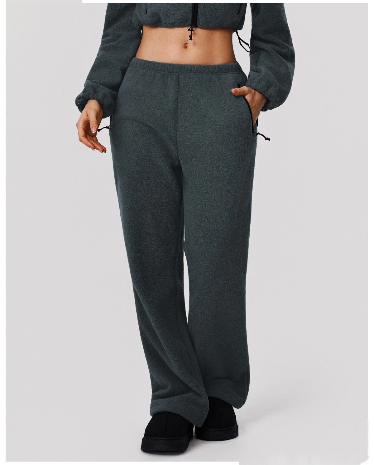 Custom Winter Warm Sweatpants - Women's Wide-Leg Slim Straight Loose Pants for Outdoor Running detail