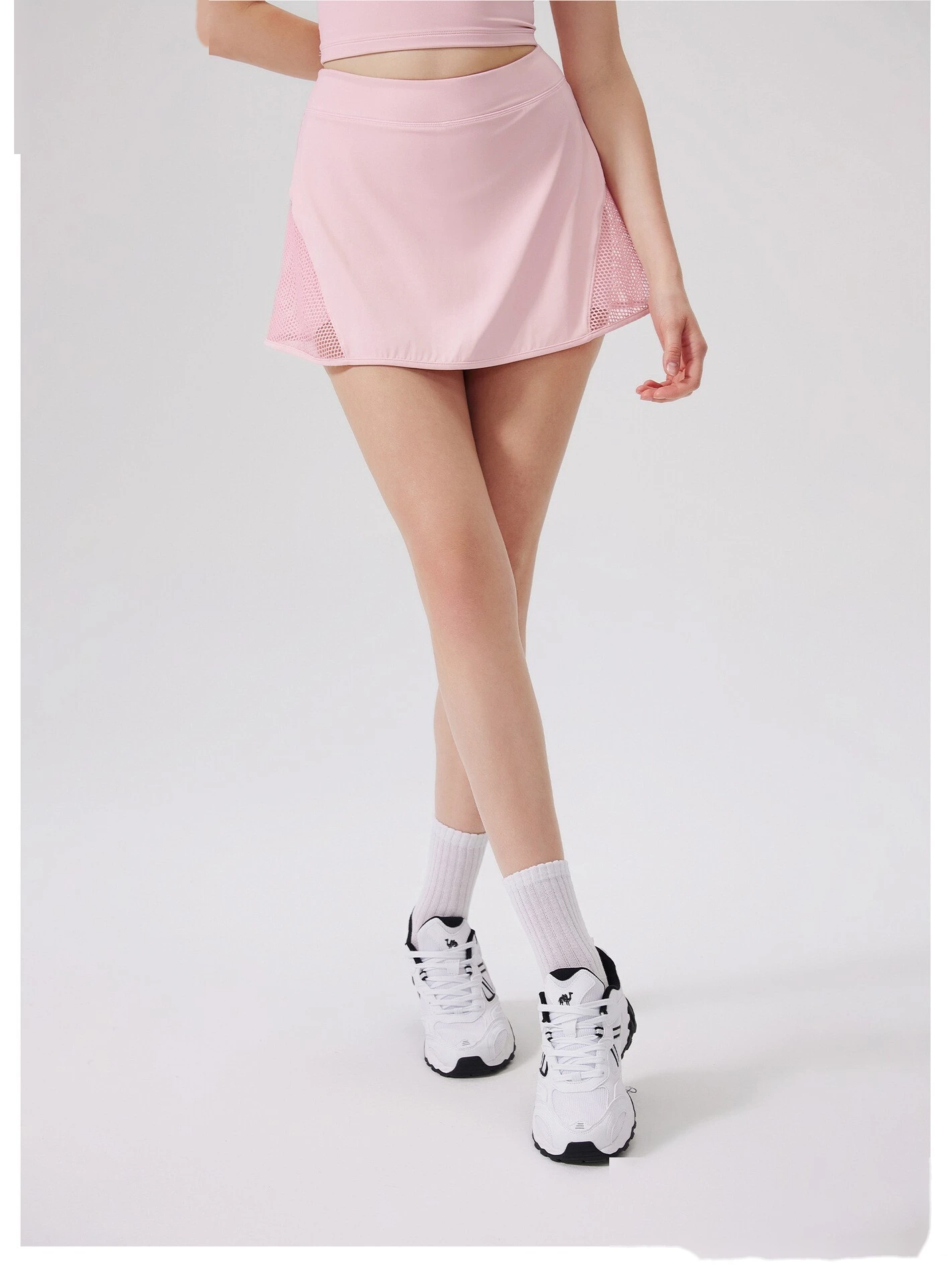 Custom mesh sports skirt nude yoga skirt comfortable anti-exposure skirt pants breathable hollow skirt detail