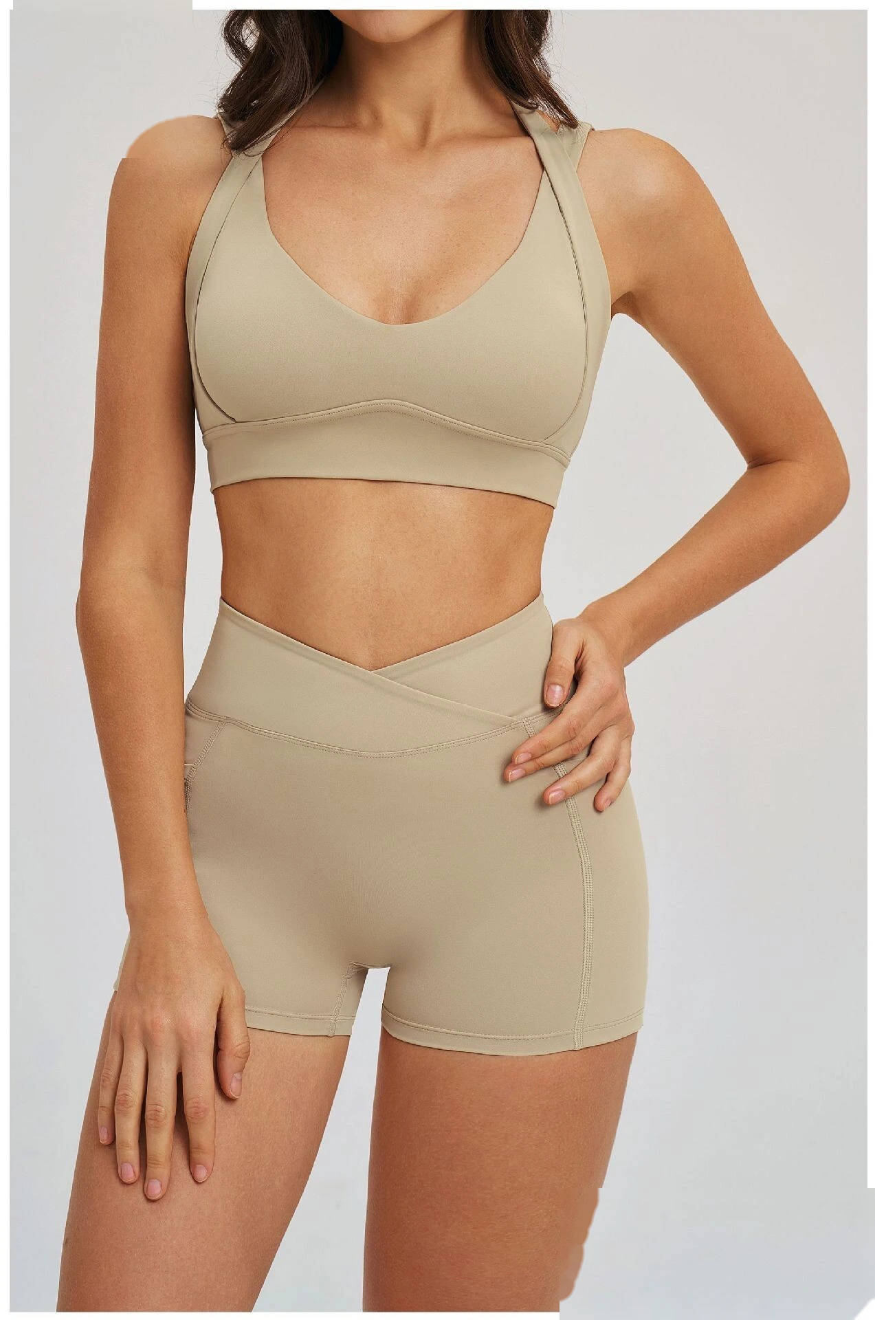 Premium Nude Sensation Sports Bra Women Custom Elegant Open Back Yoga Running Workout Bra detail