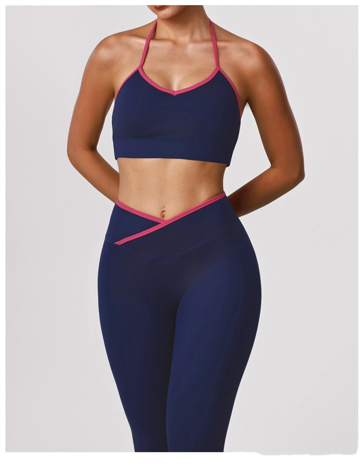 Women's Customizable Halter Neck Yoga Sports Bra Set - High-Elastic Comfortable Open Back Activewear for Yoga & Fitness detail