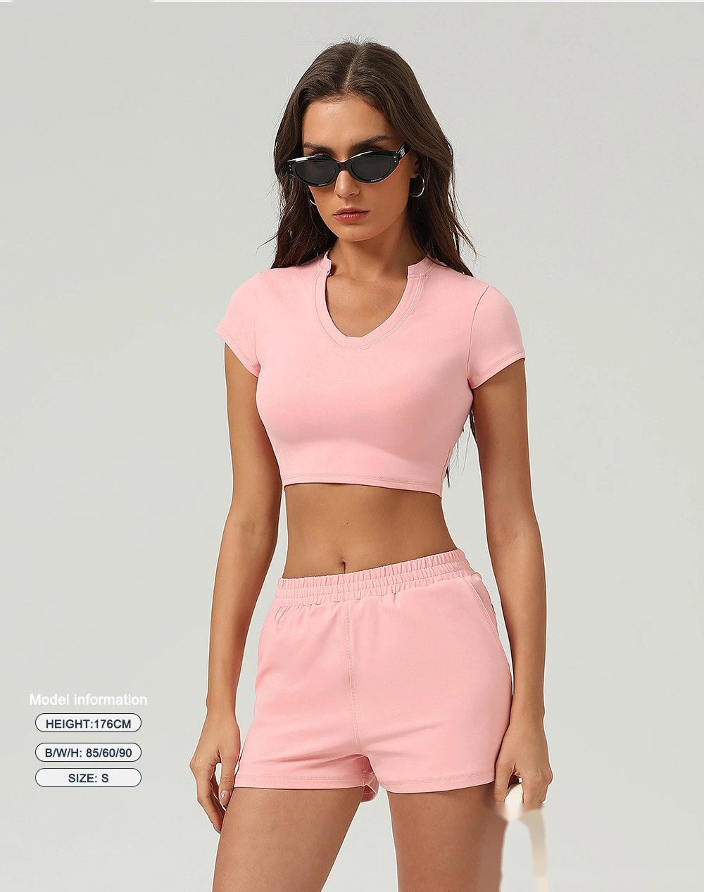 Yoga sports shirt female summer short sleeve high elastic tight yoga fitness T-shirt detail