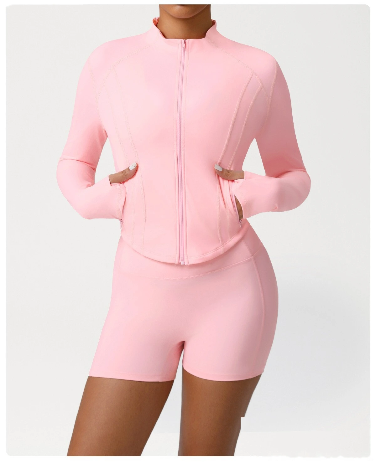 Custom autumn and winter Europe and the United States tight-fitting yoga fitness jacket women. detail
