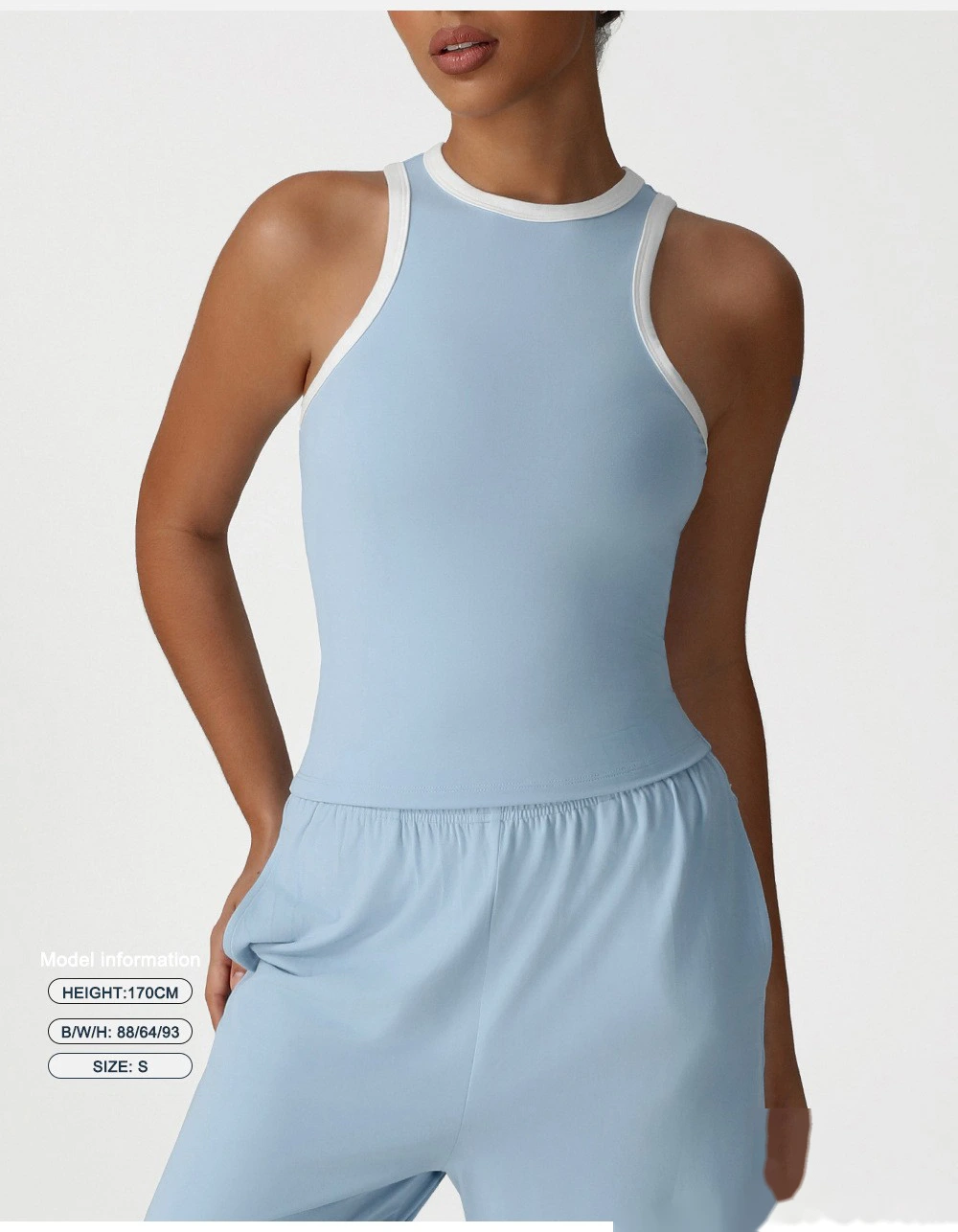Customized high elastic slim vest running underwear new fashion contrast top fitness sports vest detail