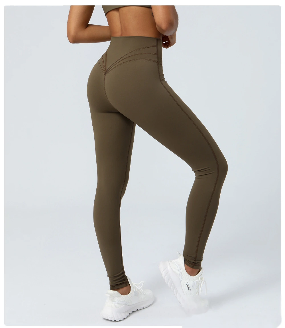 Custom nude yoga T-free embarrassing line fitness pants sports hip pants detail