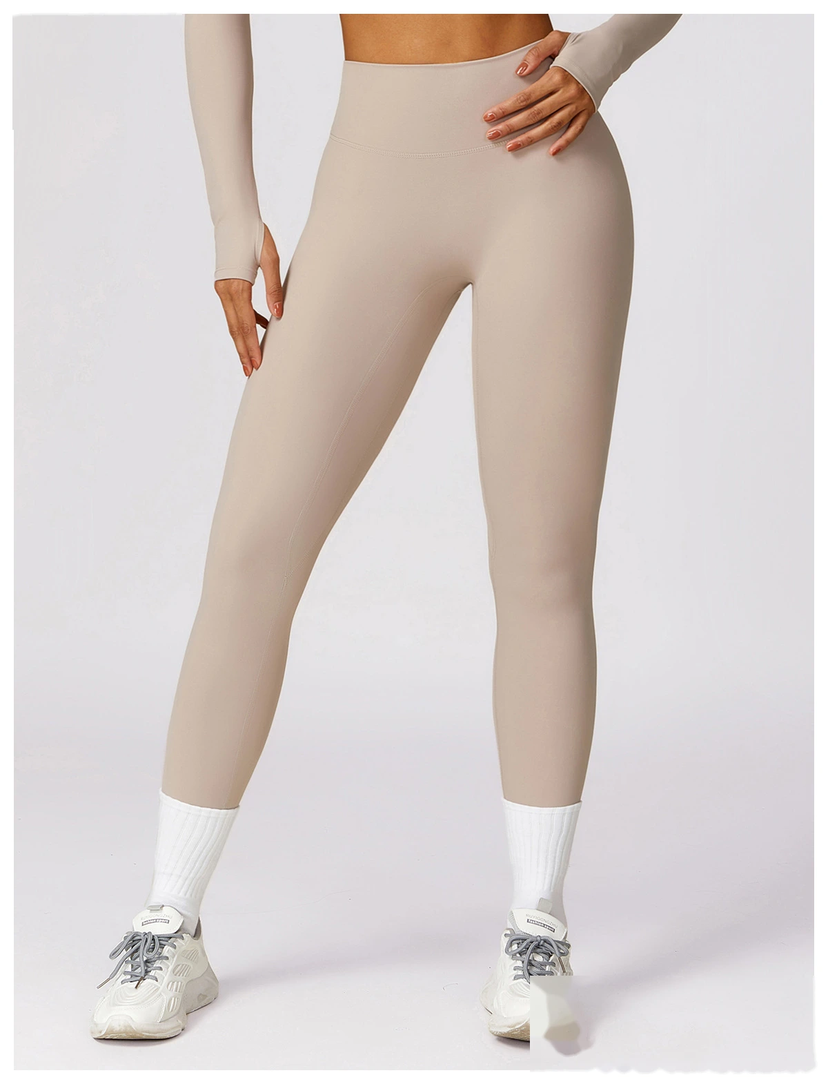Customized yoga pants sanding, abdomen lifting and hip lifting, high waist wearing running and fitness pants. detail