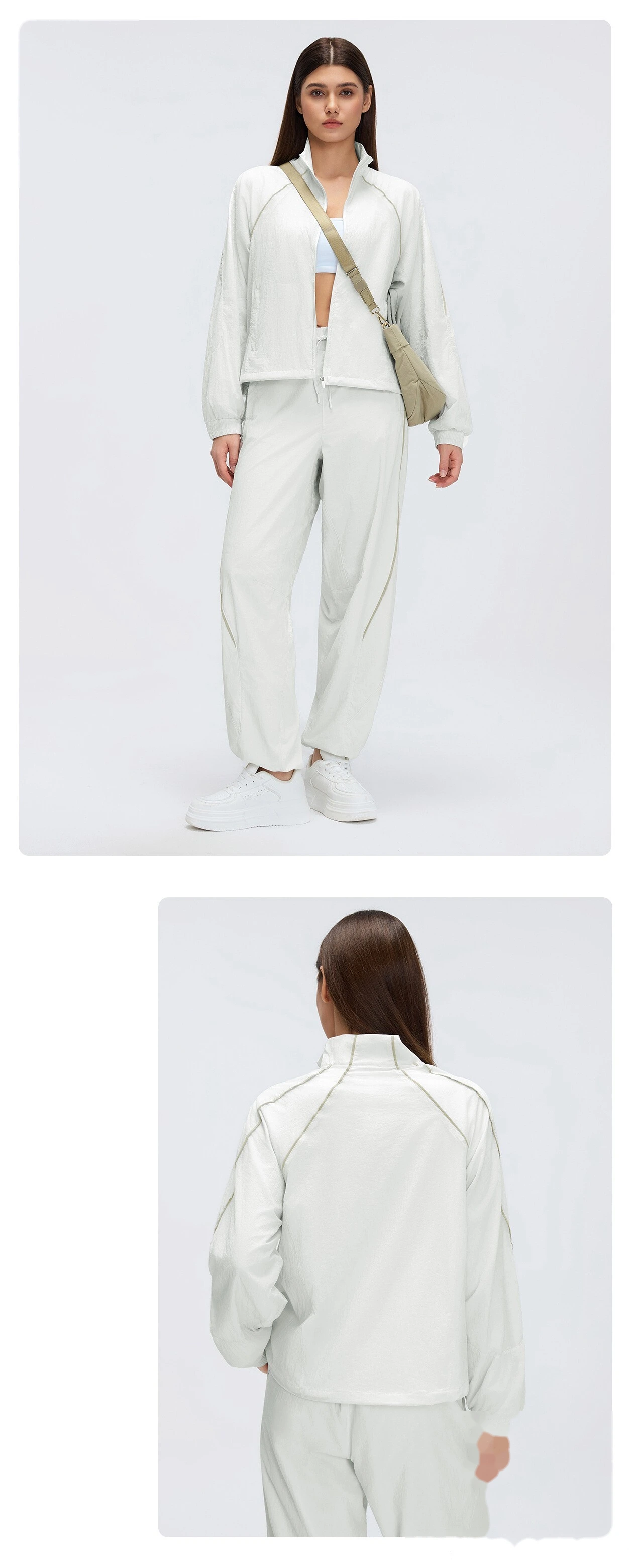 Women’s Spring Summer Light Jacket Outerwear Breathable Casual Running Fitness Tracksuit Set detail
