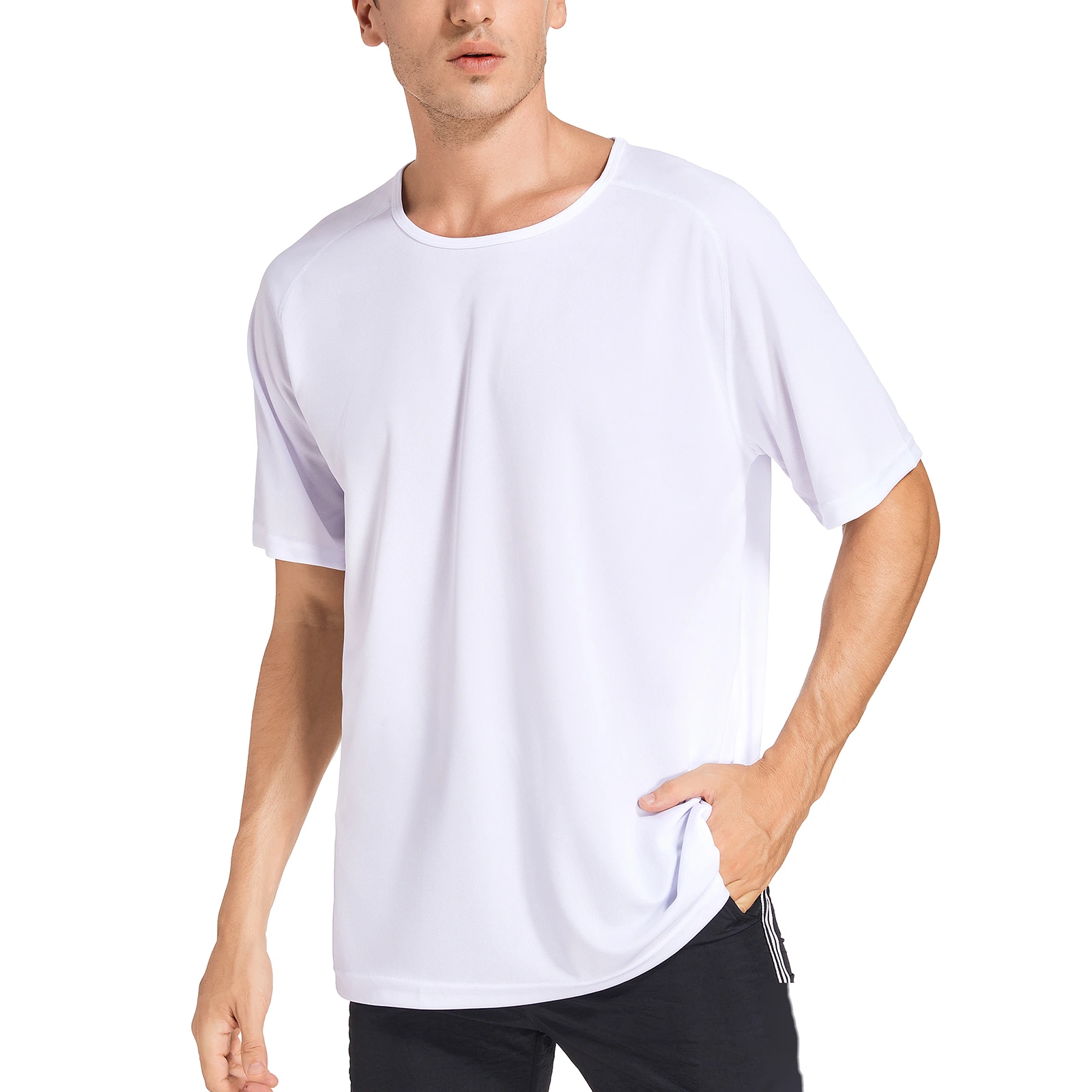 Men's summer breathable moisture absorption loose short-sleeved running outdoor sports quick-drying clothes T-shirt detail
