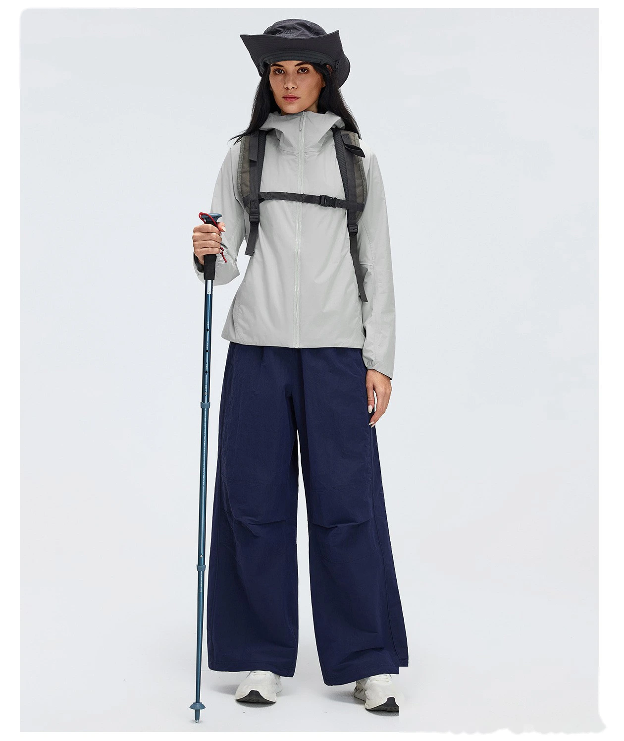 Women's Custom Water-Resistant Outdoor Hiking Pants - High Waist Loose Straight Cargo Sports Trousers for Trekking detail