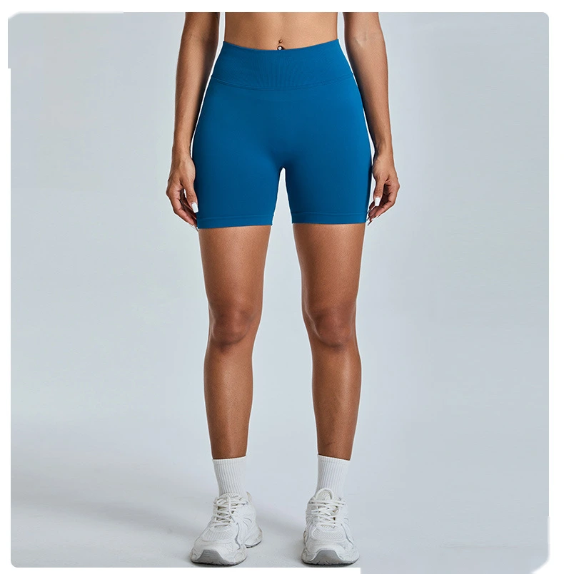 Seamless yoga shorts women's three-point high waist sweatpants nude quick-drying fitness yoga clothes - allni detail
