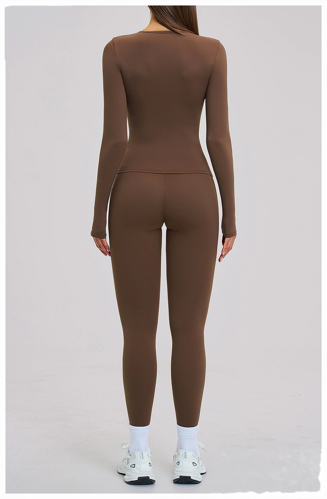 Custom Women's Yoga Set - High Stretch Tight Long Sleeve Top & Leggings for Outdoor Running Fitness detail