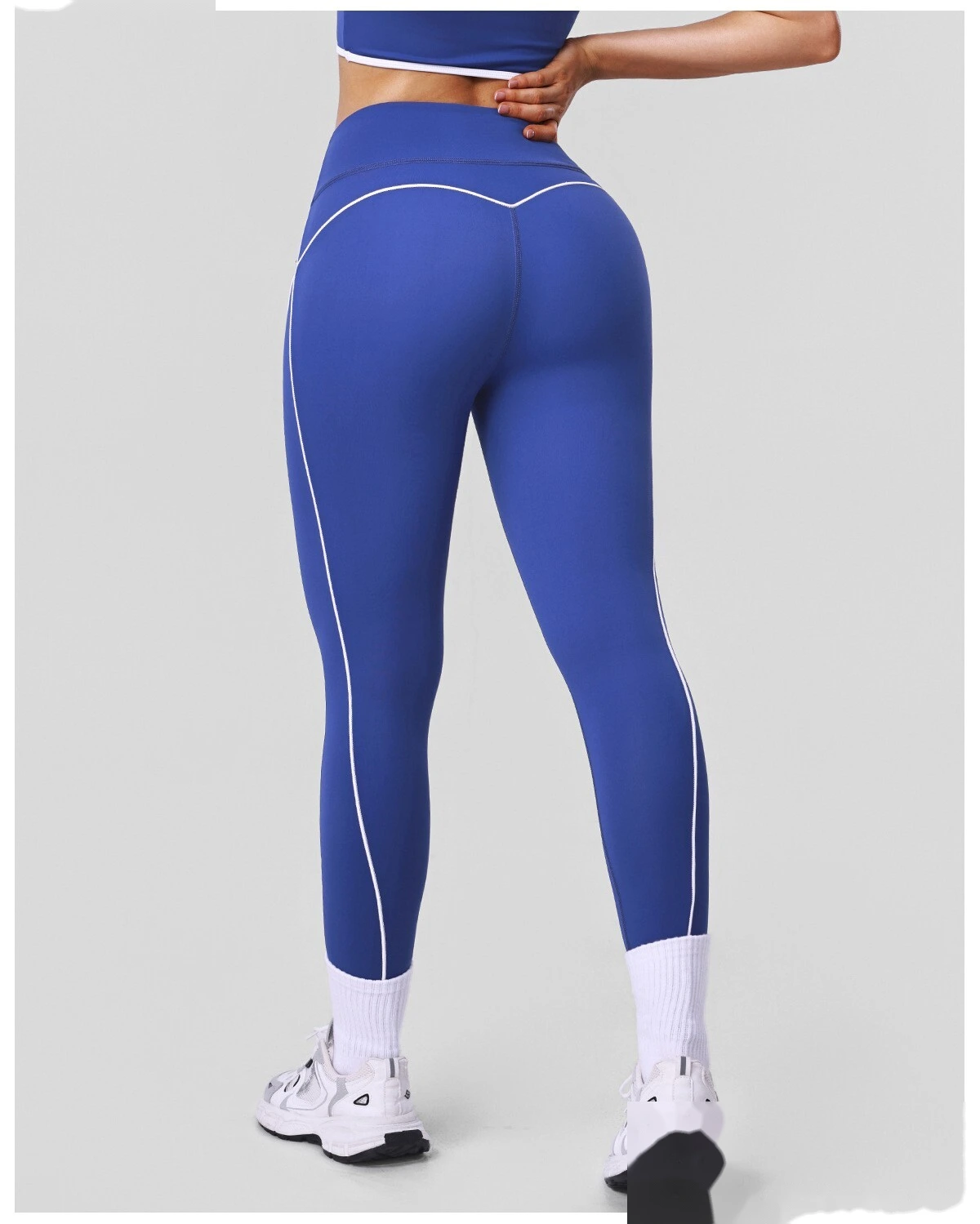 Custom Color Block Nude Feel Yoga Set - Women's High-Waisted High-Stretch Leggings for Gym Running Fitness detail