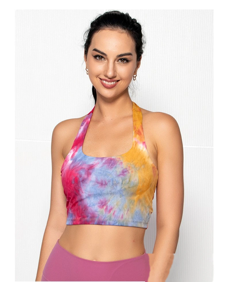 Womens halter sports bras printed sexy backless workout tops detail