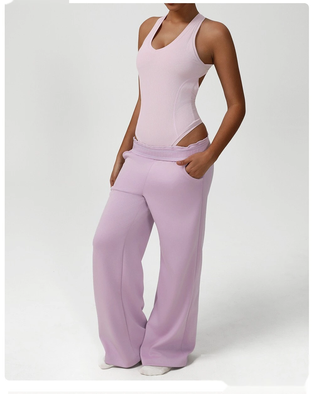 Cross-backless one-piece yoga clothes Europe and the United States tight fitness one-piece vest corset detail