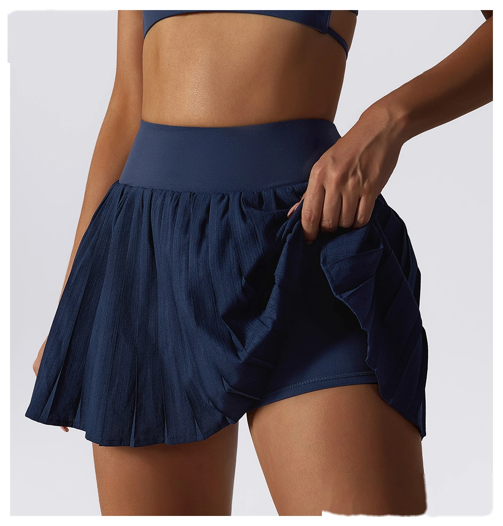 Women 2 in 1 quick dry running tennis skirts pleats fitness workout skirts detail