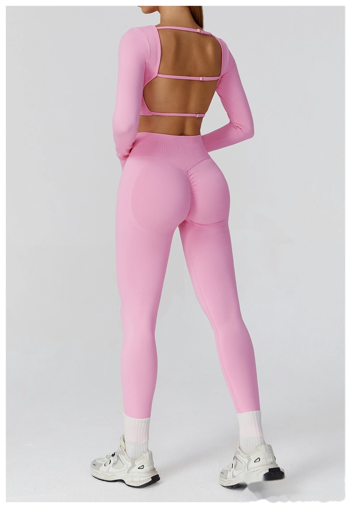Customized seamless yoga clothes women's hollow back slim long-sleeved sports tops detail