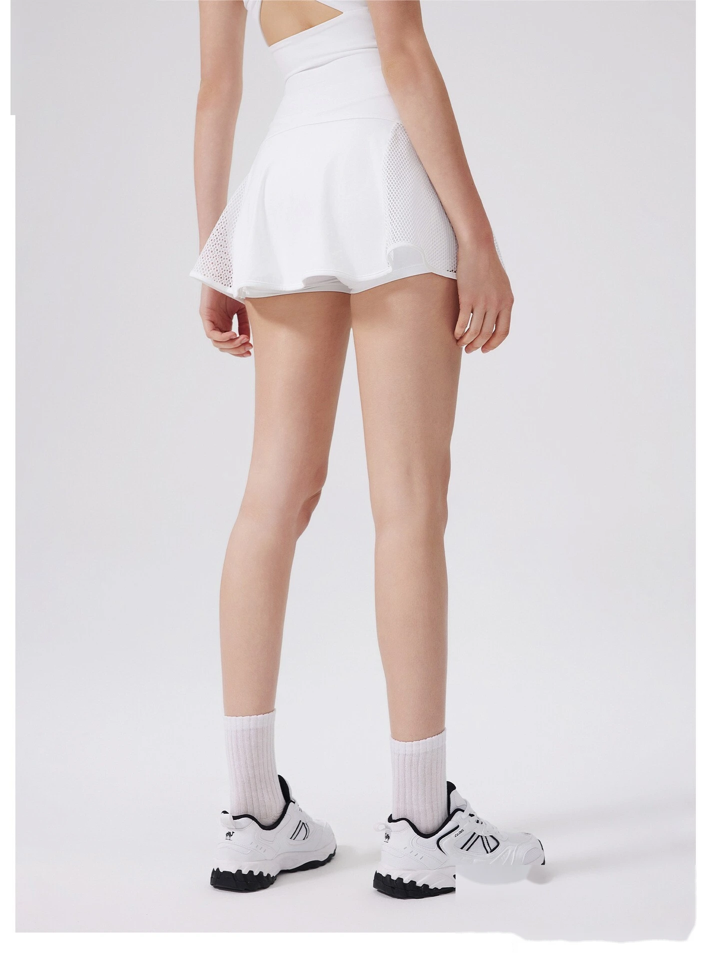 Custom mesh sports skirt nude yoga skirt comfortable anti-exposure skirt pants breathable hollow skirt detail