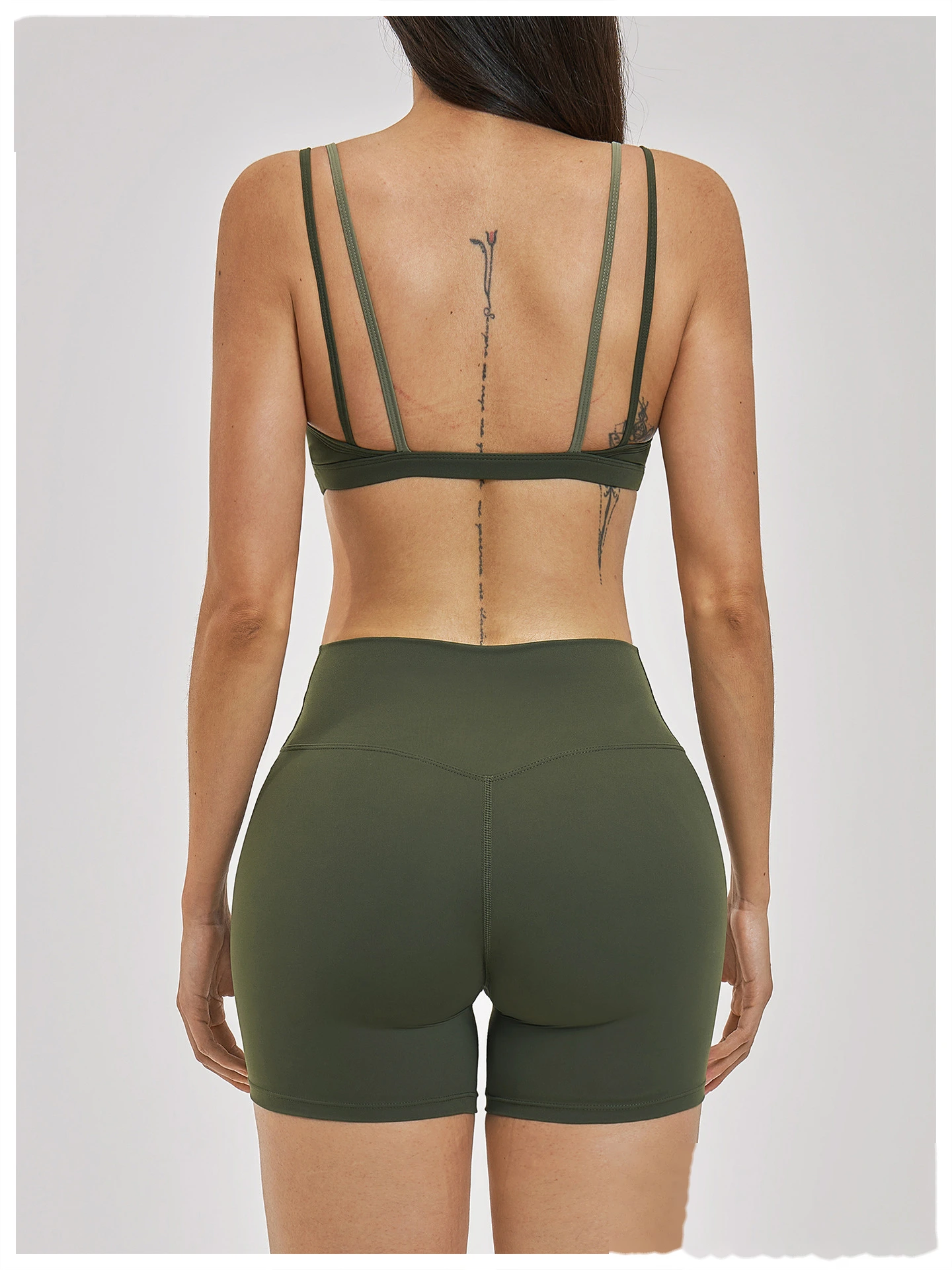 Women’s Fake Two-Piece Yoga Tank Top Set Crisscross Beauty Back Color Block Sports Shorts Active Wear detail
