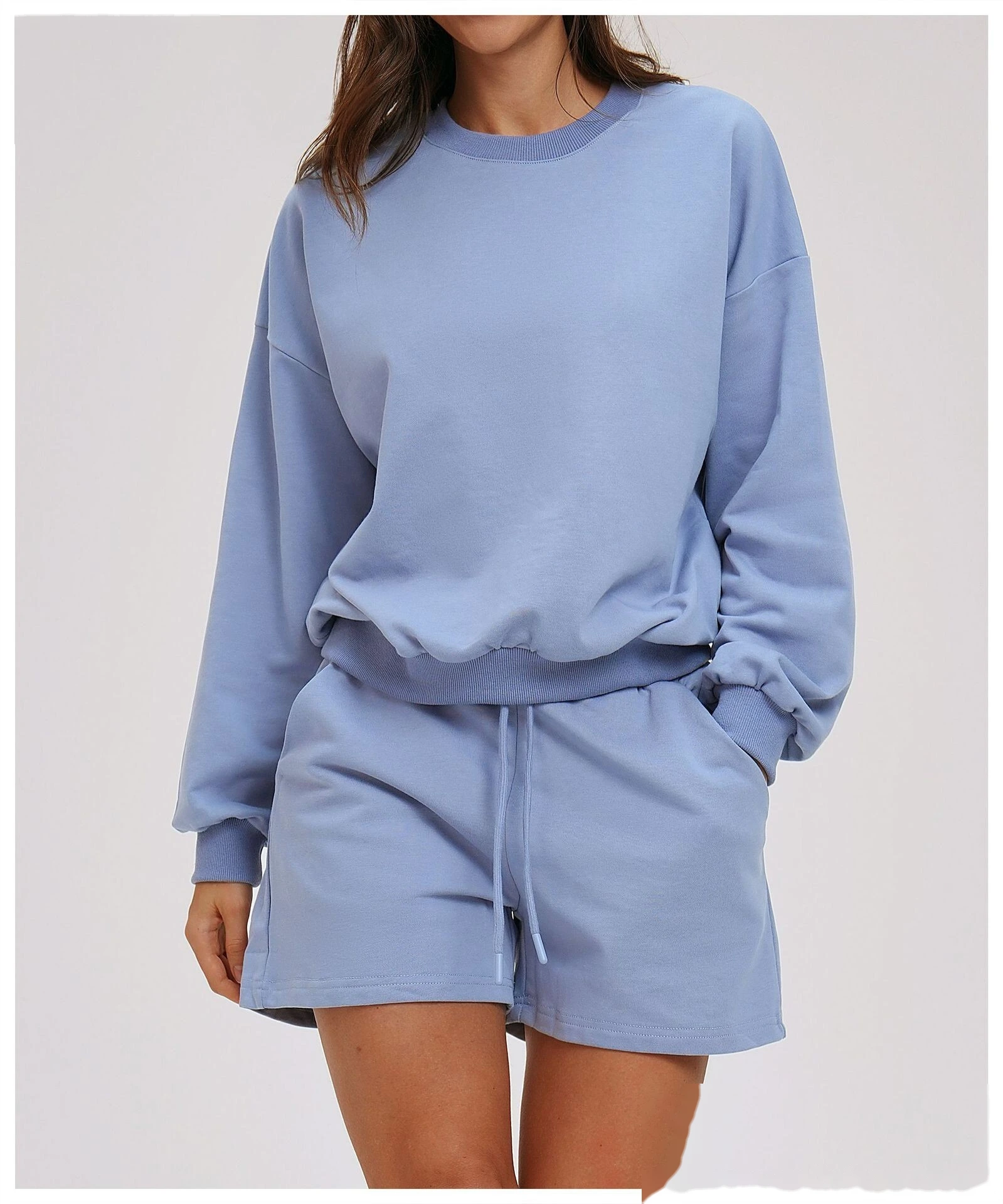 Bulk Custom Crew Neck Sweatshirts | Loose Fit Long Sleeve Casual Tops for Fall Winter Outdoor Running detail