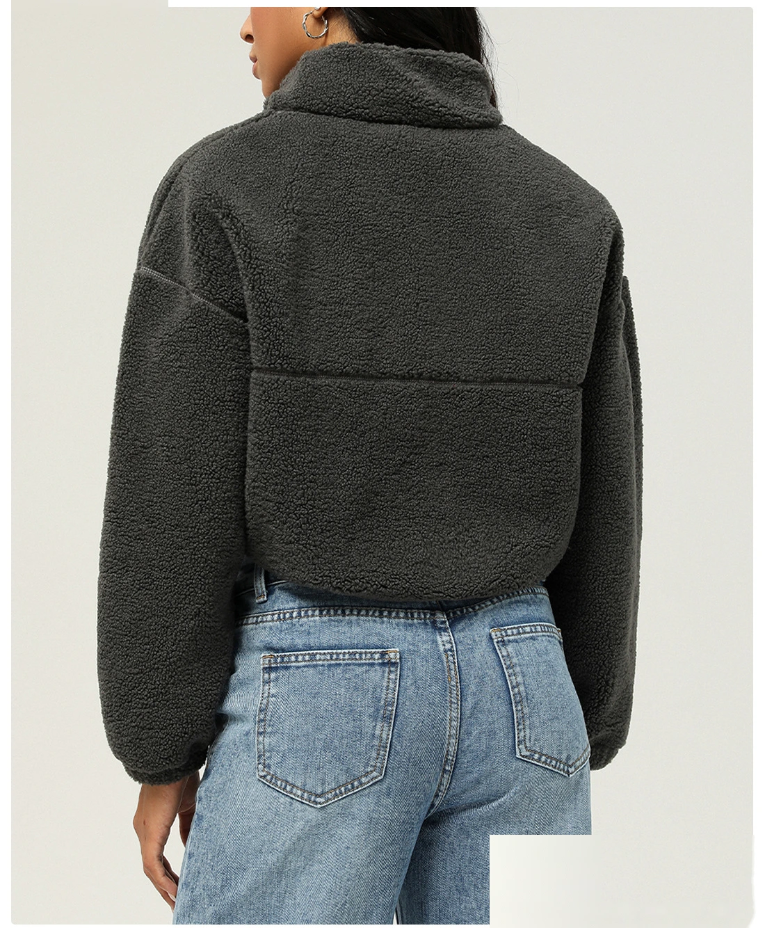 Custom lambswool sports and leisure coat thick plush short coat in autumn and winter outdoor running coat detail