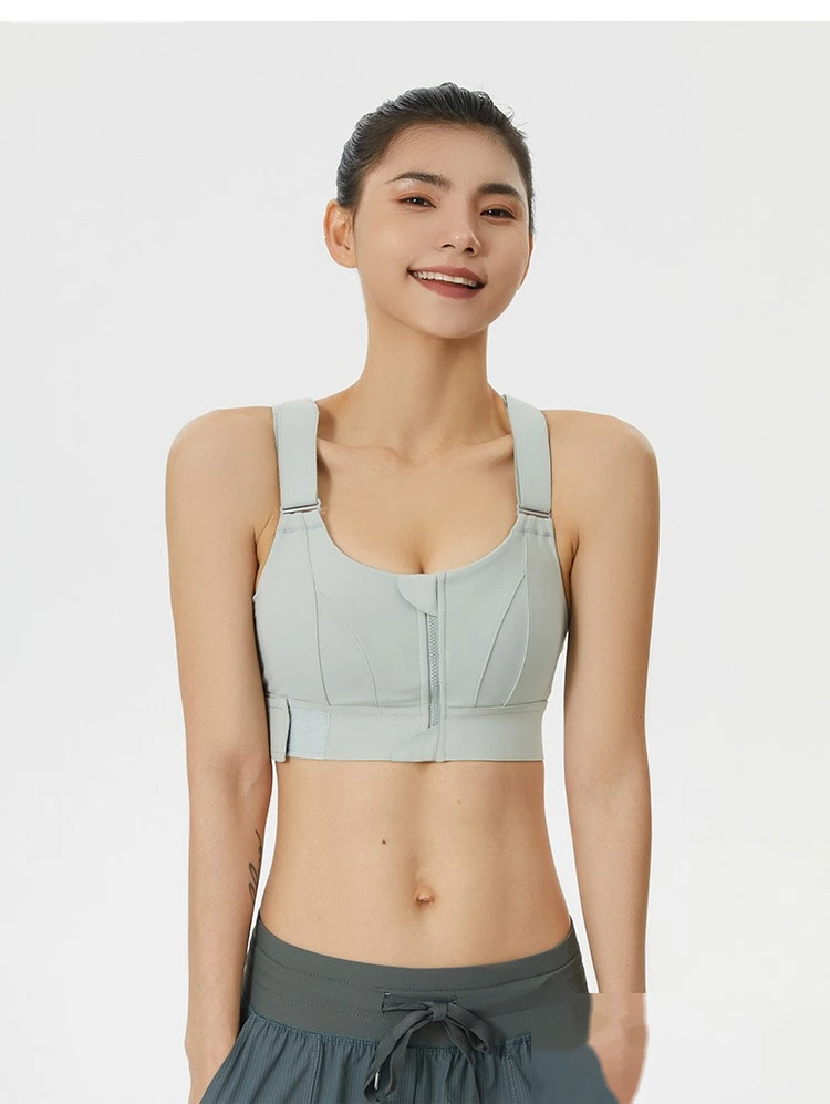 Womens zip sports bras high strength adjustable workout gym bra detail
