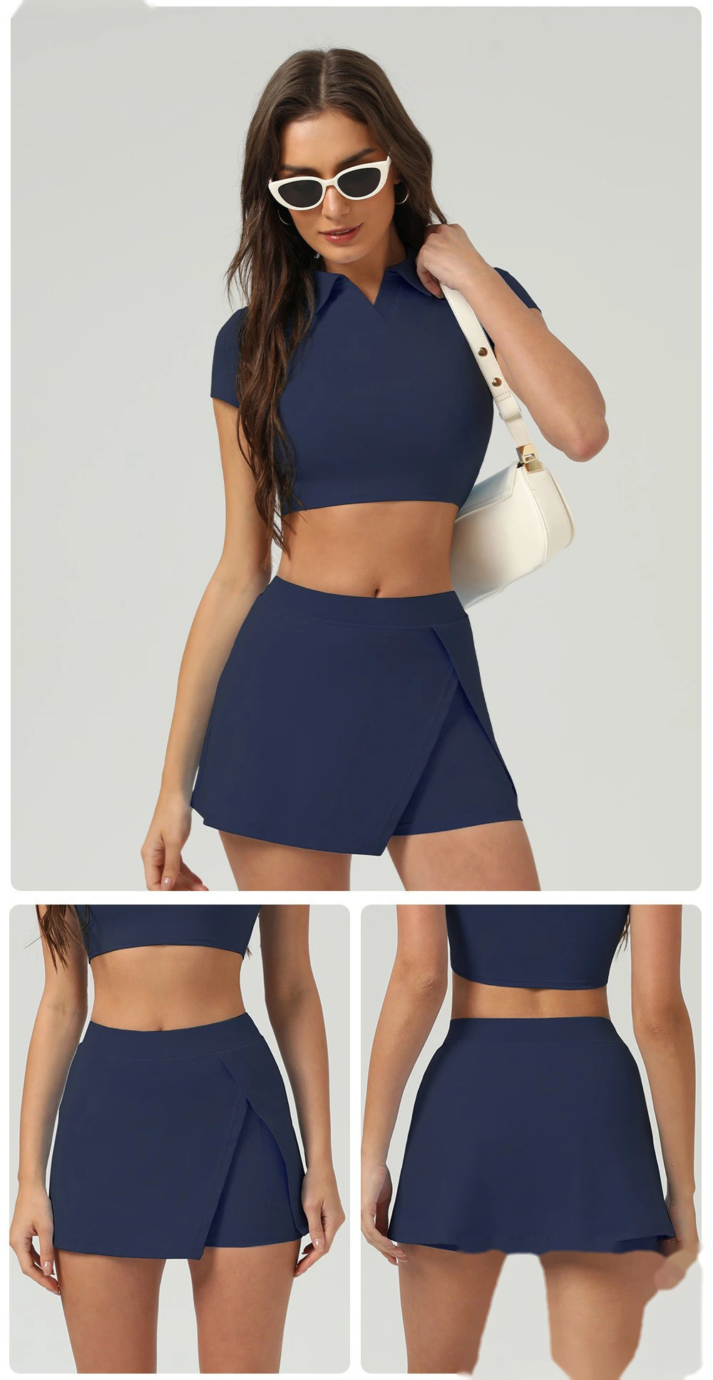 Sun-proof tennis skirt, ice sports, open skirt pants, summer running fitness tennis anti-exposure sports skirt detail