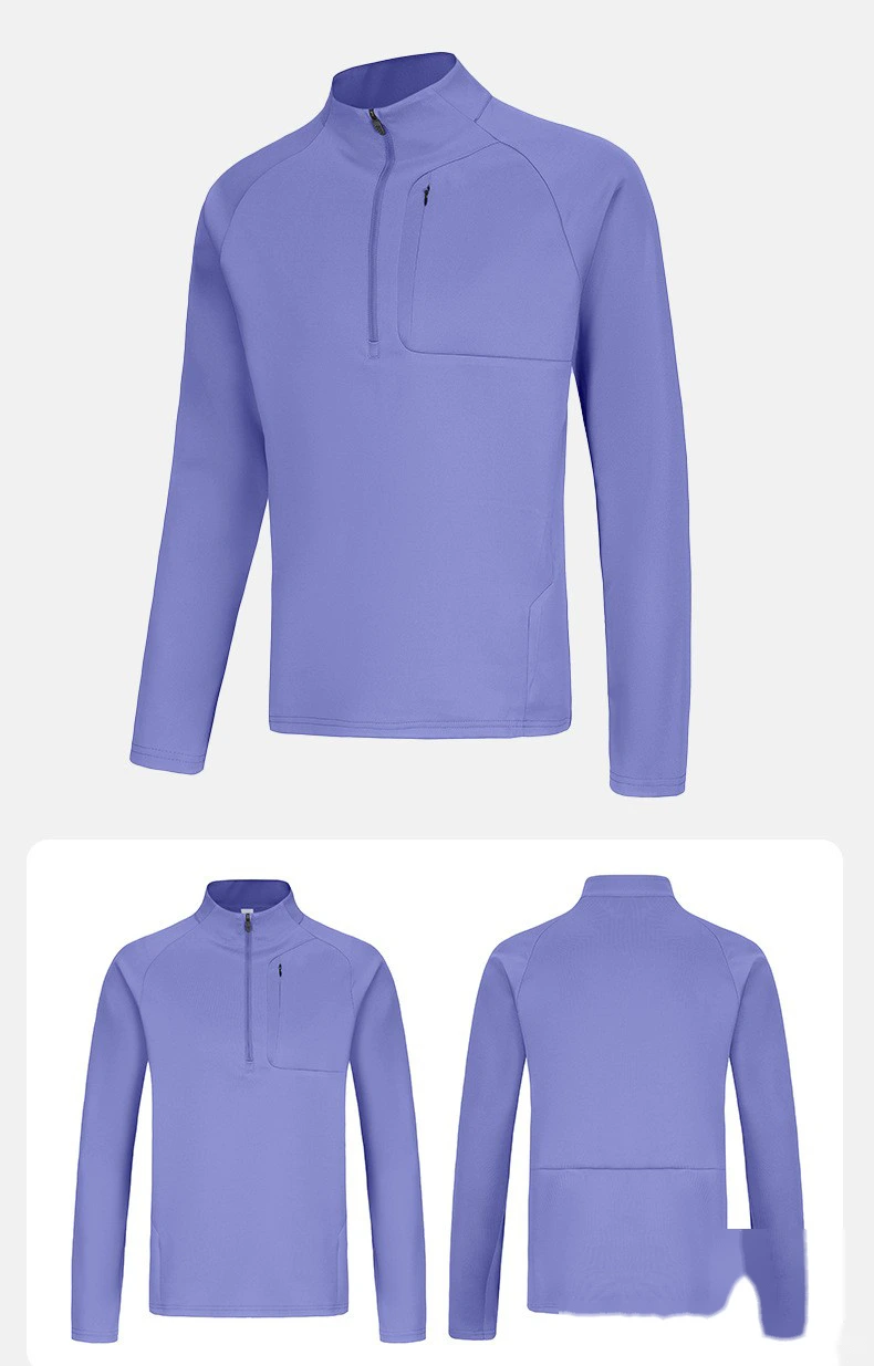 Customized men's stand-up collar long-sleeved leisure sports T-shirt running fitness clothes detail