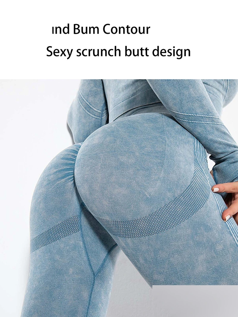 Custom sports scrub tight yoga pants running high waist trumpet fitness pants detail