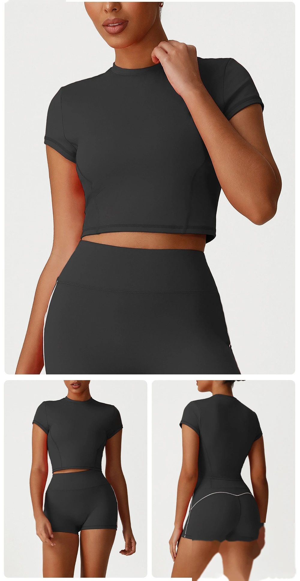 Customized slim quick-drying Pilates short shoulder clothes yoga clothes short sleeve running fitness T-shirt detail