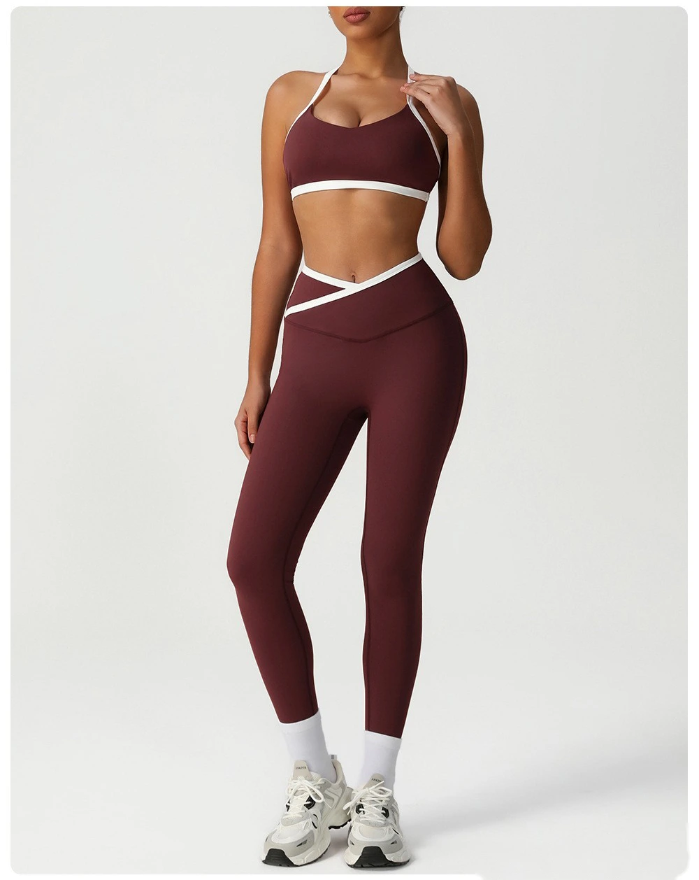 Customized contrast stitching beauty back bra yoga clothes quick-drying sports bra running fitness vest female detail