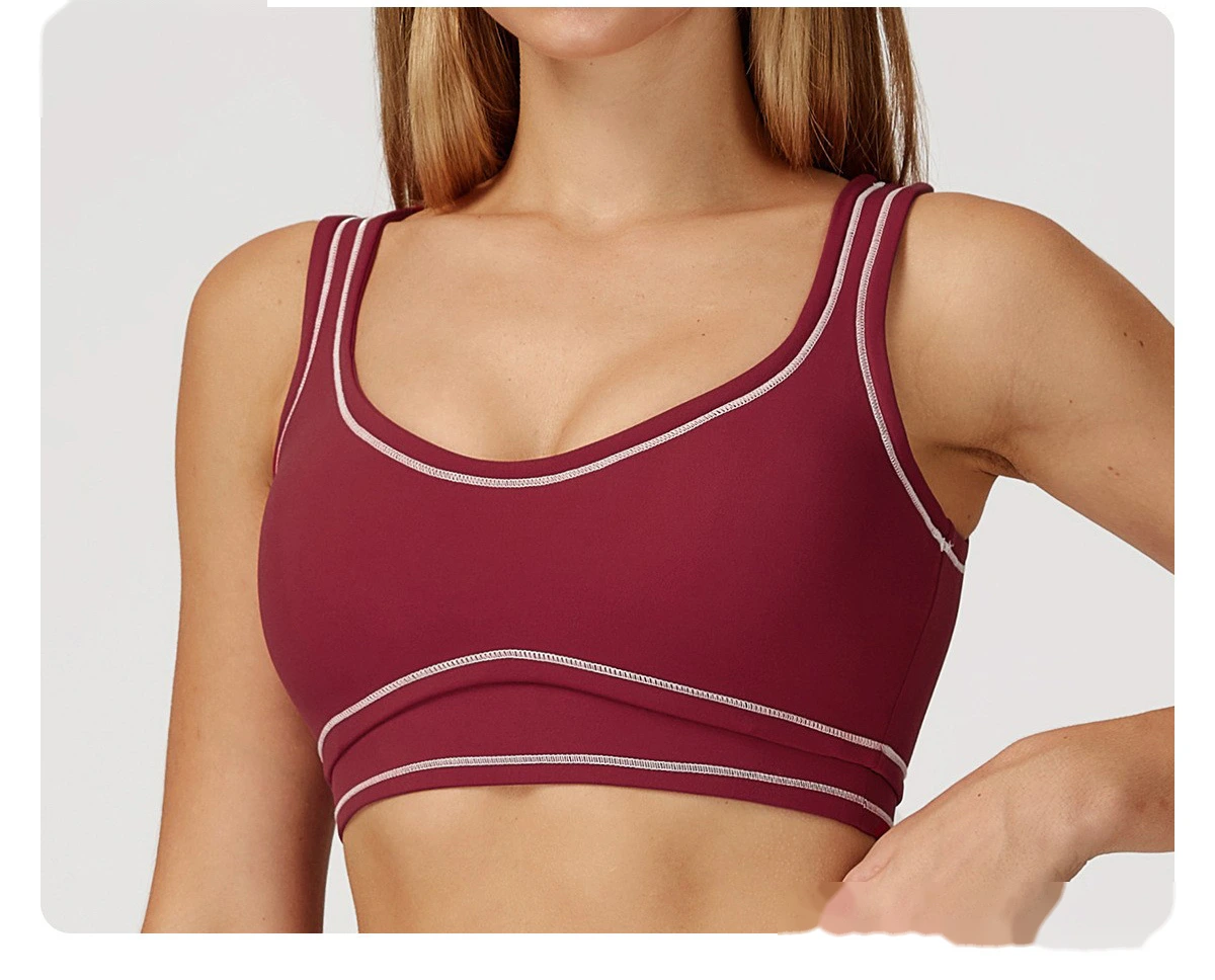 Customized contrast sanding yoga bra U-back sports bra running fitness yoga clothes detail