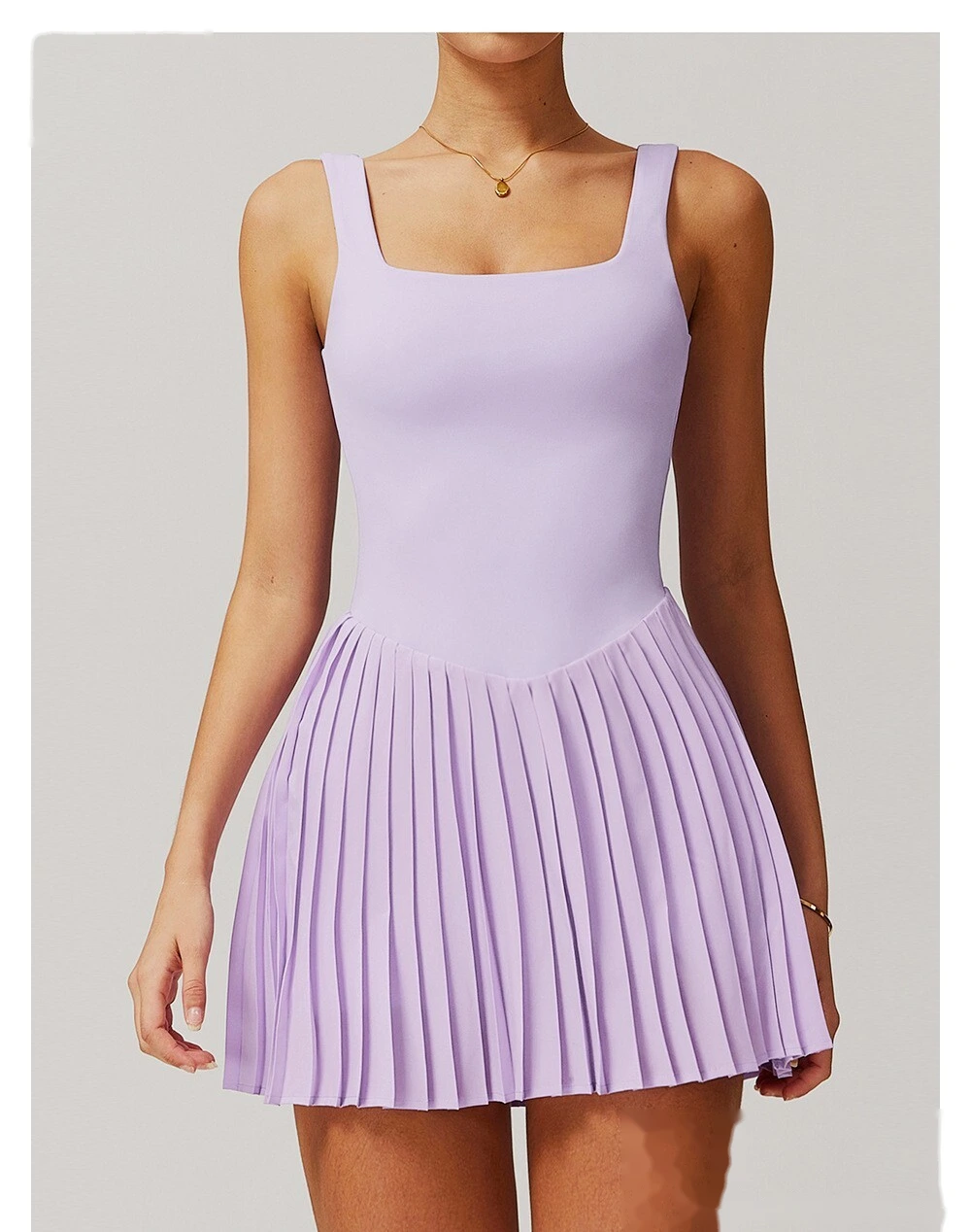 Fake two-piece tennis skirt bottoming anti-exposure fitness pocket pleated skirt sports dress detail