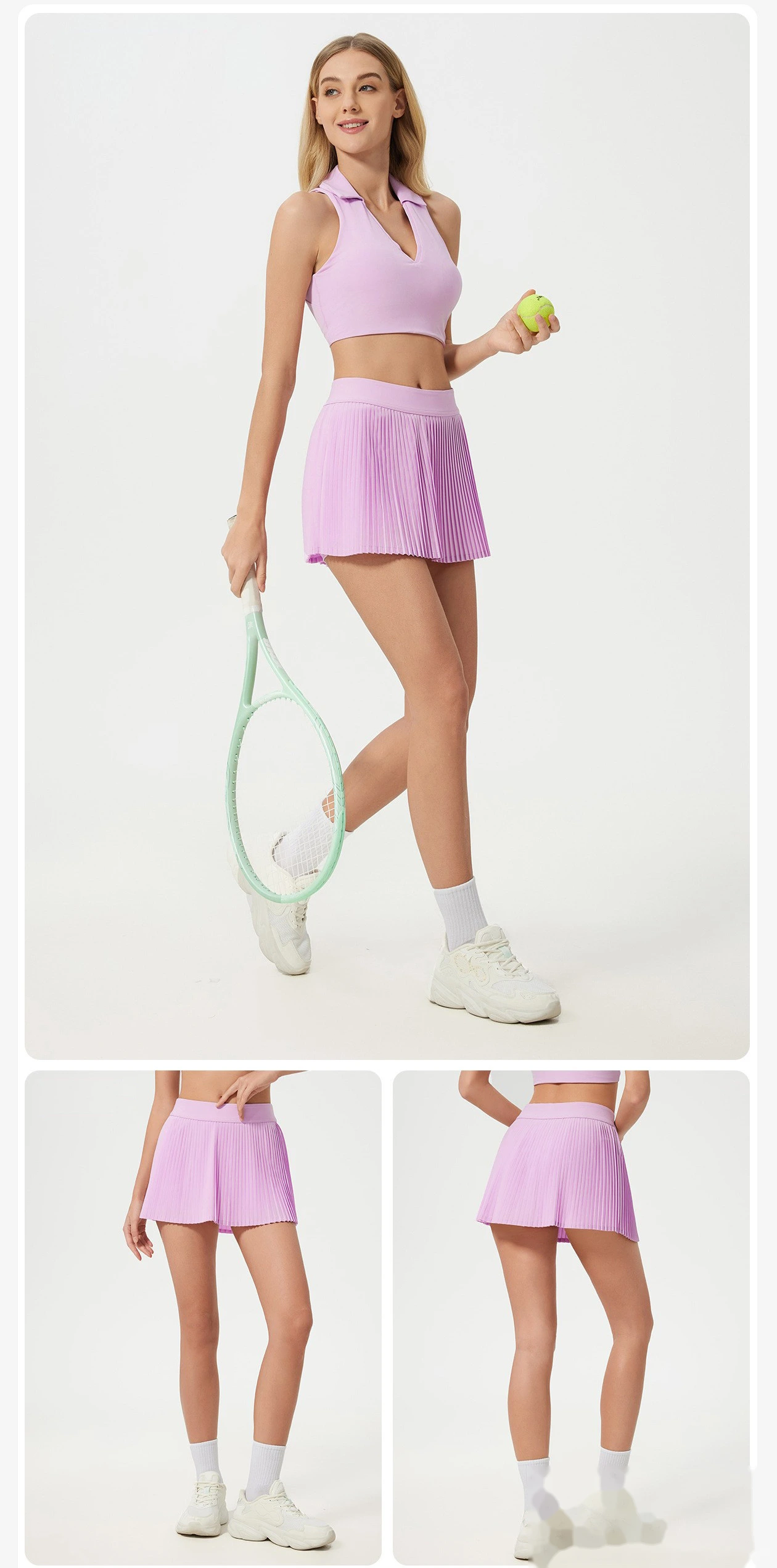 Customized yoga fitness overskirt soft and stylish anti-exposure two-piece tennis skirt detail