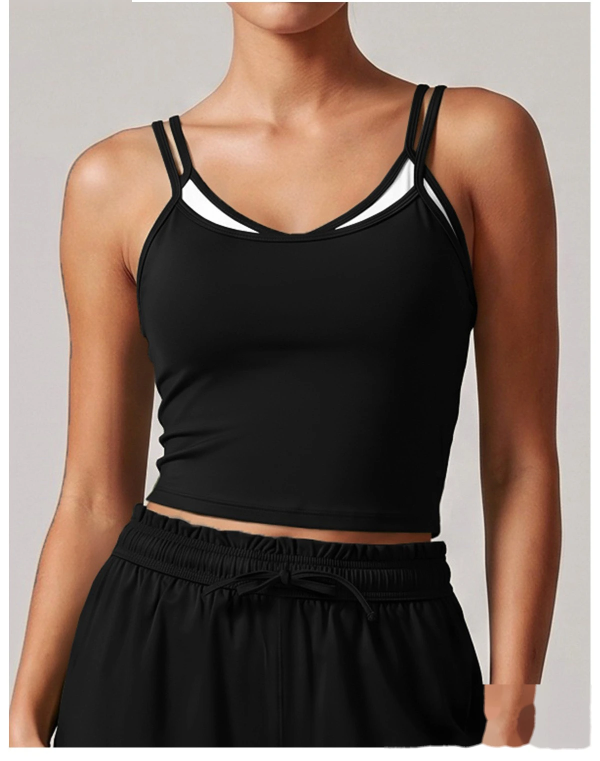 Women U Shape Beauty Back Sleeveless Vest, Padded Sports Top + Yoga Pants Set, Stretch Fitness Outfit for Gym detail