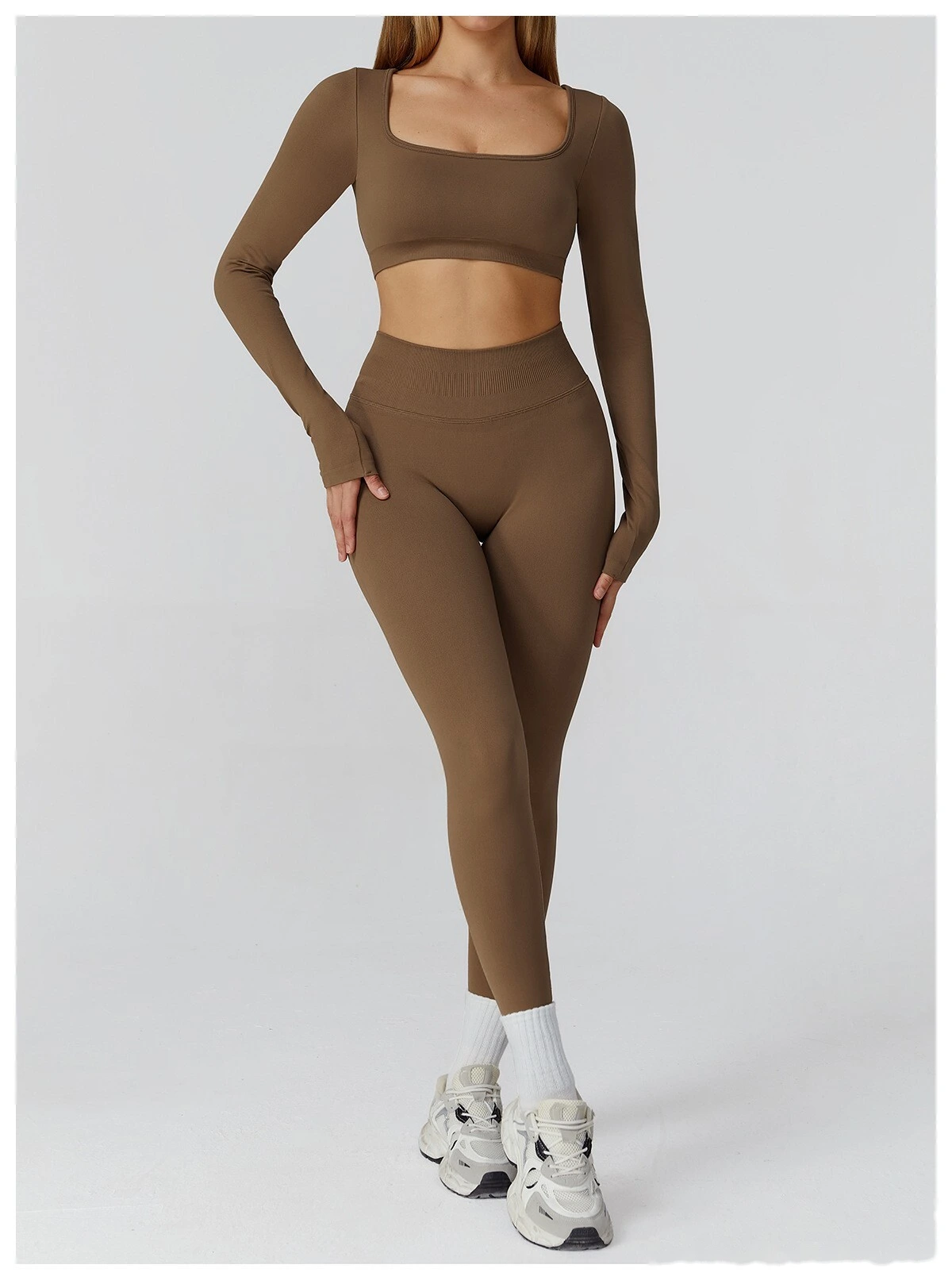 Customized seamless yoga clothes women's hollow back slim long-sleeved sports tops detail