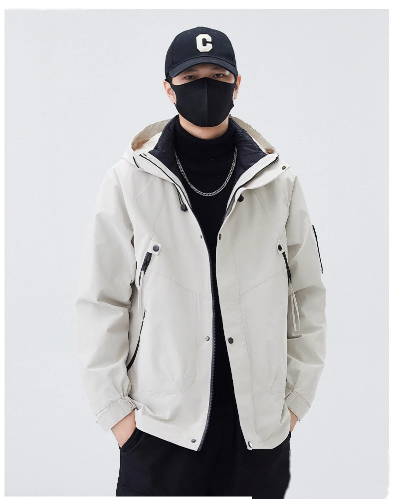 Customized jacket down three-in-one men's windproof waterproof fleece liner coat mountaineering suit detail