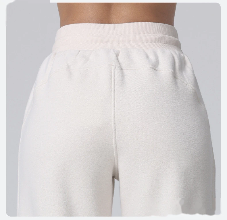 Custom autumn and winter high waist yoga pants casual straight wide-leg pants running plus velvet sports pants women detail