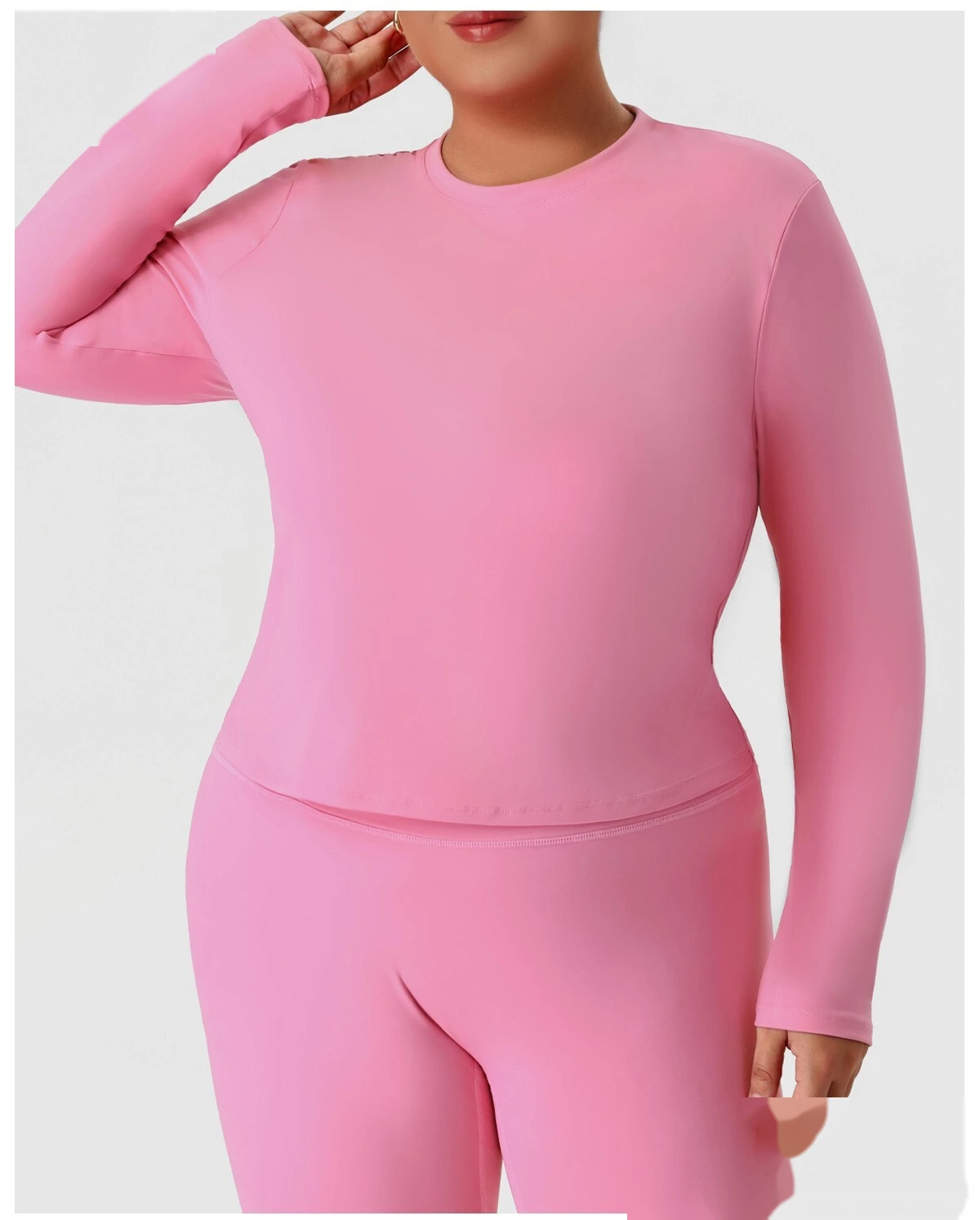 Custom Plus Size Sports Long Sleeve for Women - Euro-American Slim-Fit Yoga Fitness Top, Running Activewear T-Shirt detail