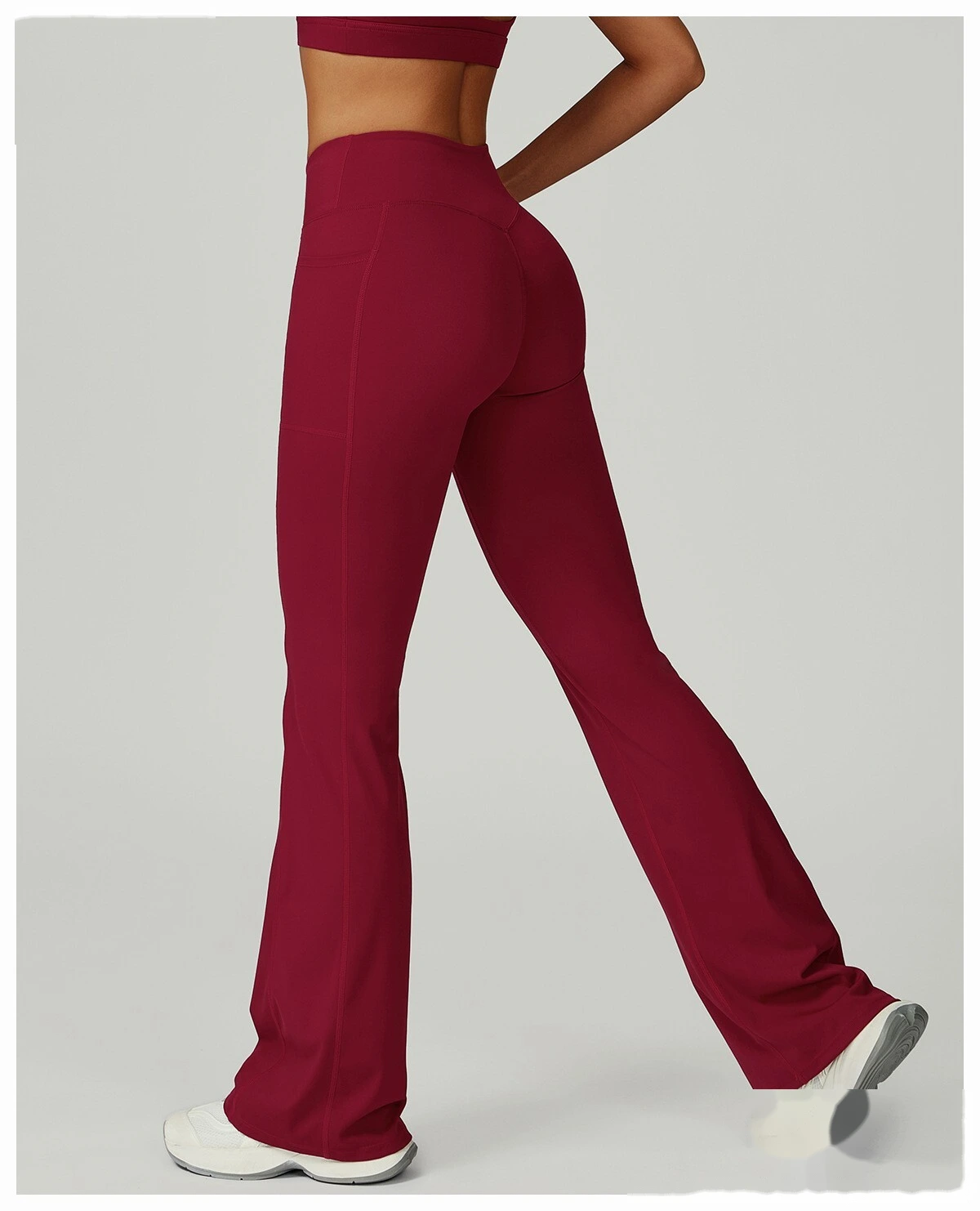 Custom Crossover Waist Yoga Leggings for Women - High-Waisted High-Stretch Micro-Flare Pants, Outdoor Sports Gym Running detail