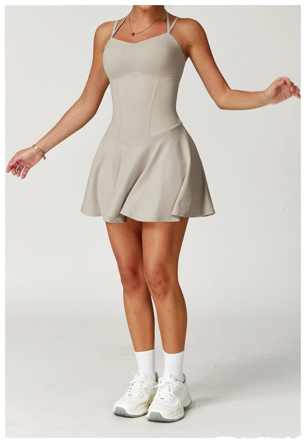 Custom suspender dress female pocket bottoming anti-exposure A-line skirt running tennis skirt detail