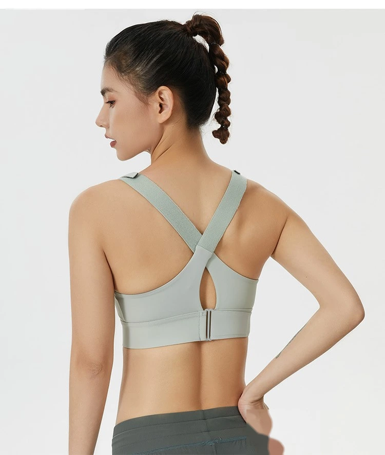 Womens zip sports bras high strength adjustable workout gym bra detail