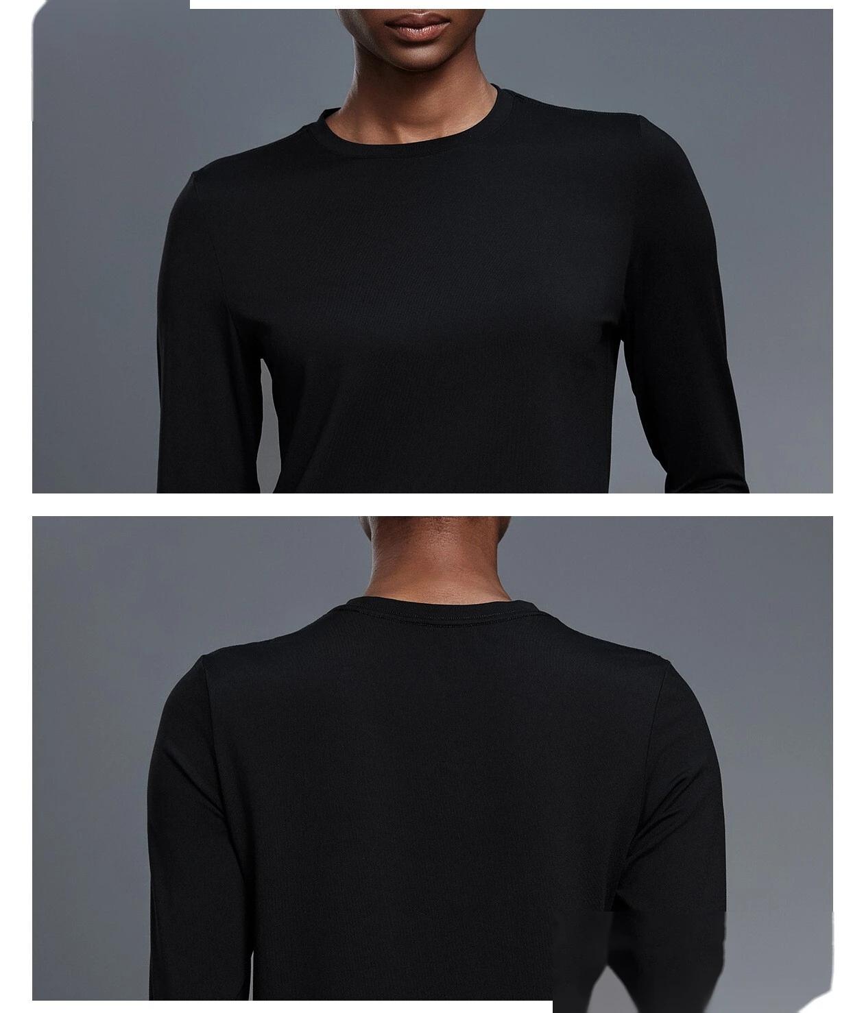 Customizable Women's Autumn Fitness T-Shirt | Crew Neck, Loose Slim, Long-Sleeve Yoga & Sport Style detail