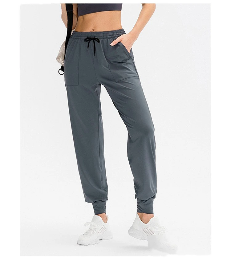 Customized women's elastic leisure sports elastic leg pants running fitness pants loose yoga pants detail